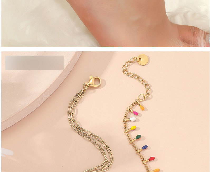 Fashion 1# Titanium Steel Drip Tassel Stitching Chain Shell Anklet,Fashion Anklets