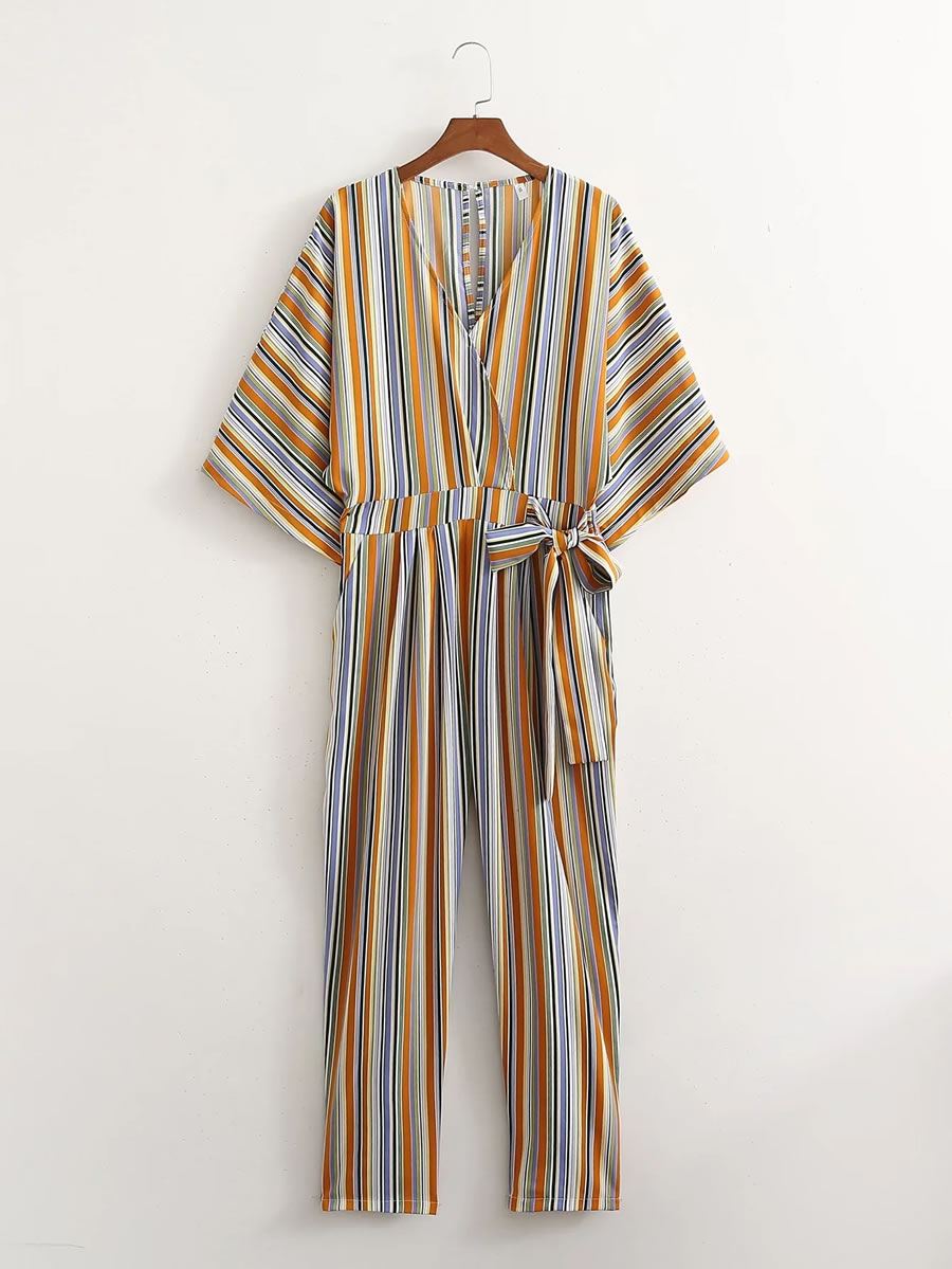 Fashion Colorful Stripes Multicolored Striped Jumpsuit,Tank Tops & Camis