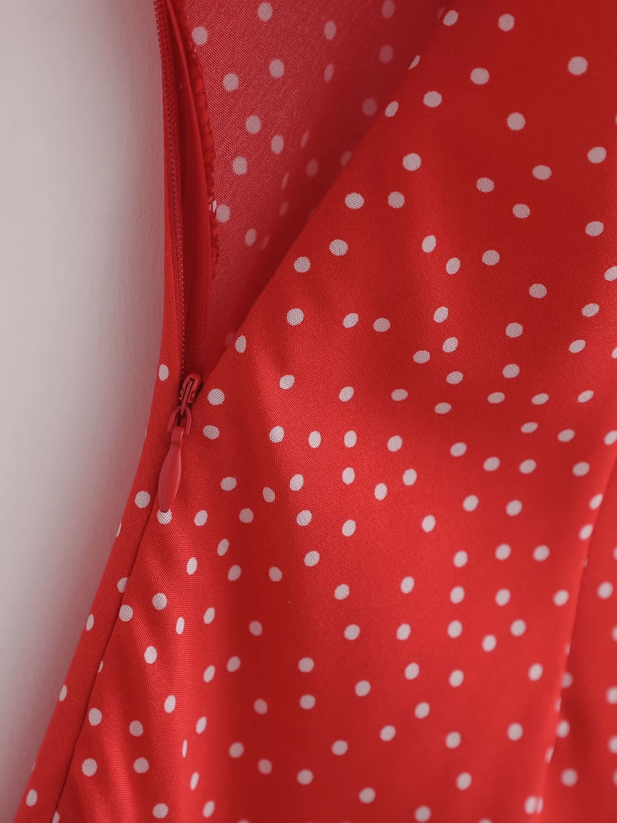 Fashion Polka Dots Polka Dot Print Drawstring Slip Dress,Mini & Short Dresses