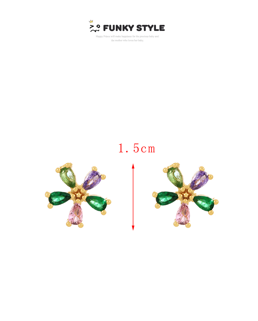 Fashion Color-3 Brass Zircon Bow Stud Earrings,Earrings