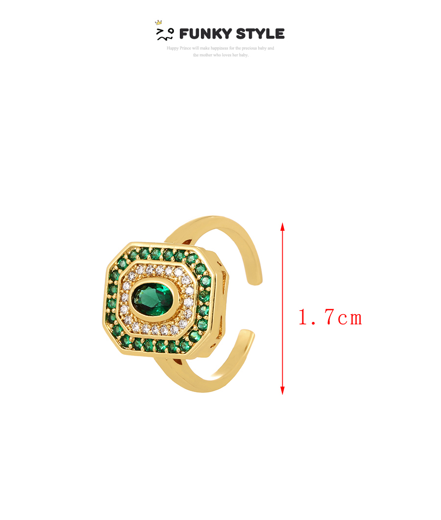 Fashion Color Bronze Zircon Square Ring,Rings