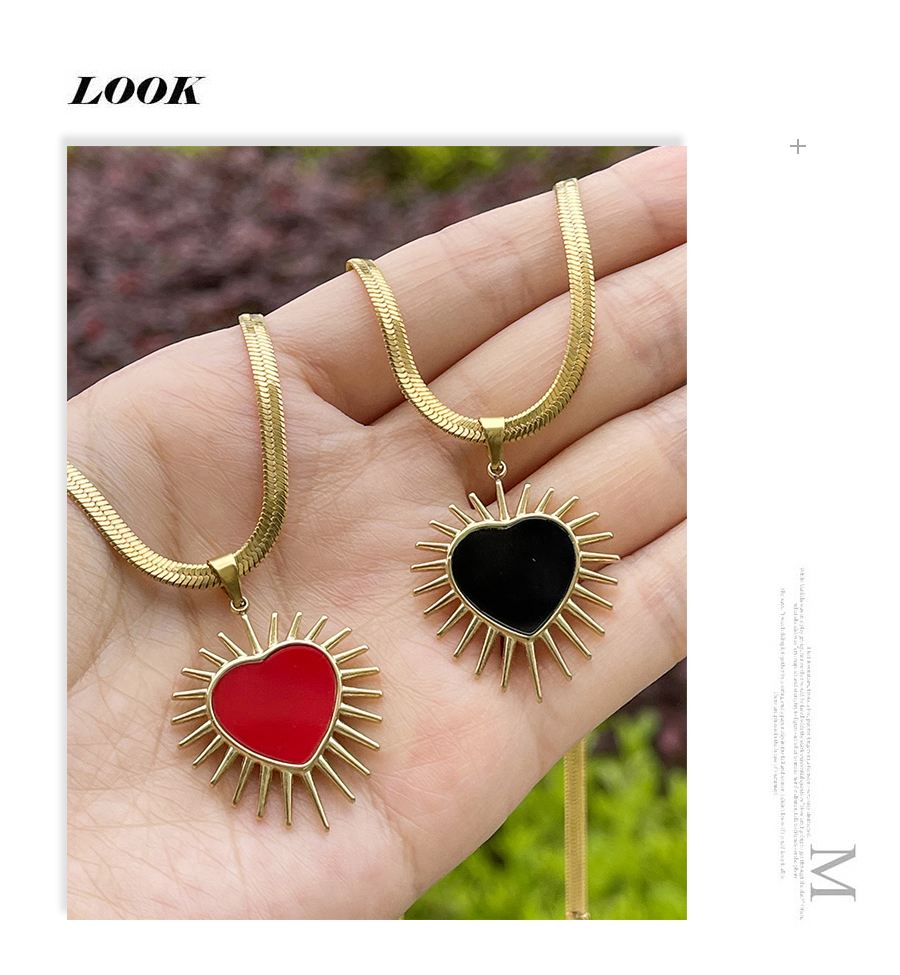 Fashion Red Titanium Steel Heart Shell Pendant Necklace,Necklaces