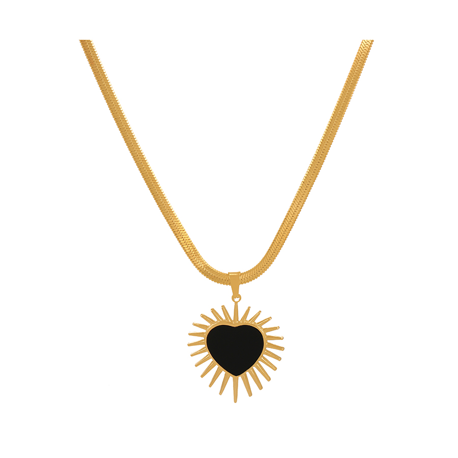 Fashion Black Titanium Steel Heart Shell Pendant Necklace,Necklaces
