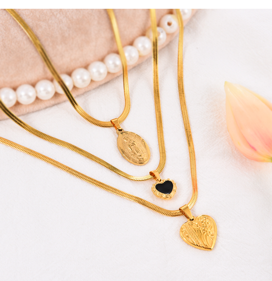Fashion Gold Titanium Steel Heart Pendant Necklace,Necklaces