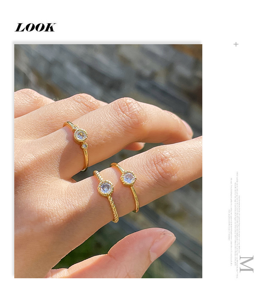 Fashion Gold Copper Set Zircon Geometric Ring,Rings