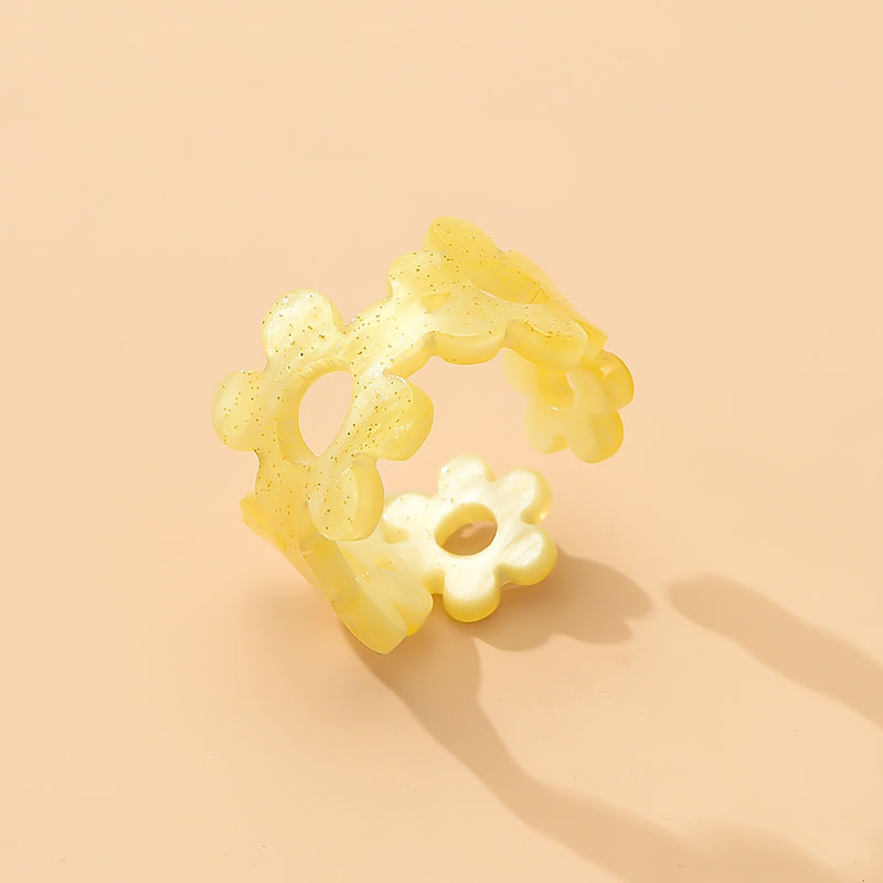 Fashion Yellow Resin Cutout Flower Open Ring,Fashion Rings