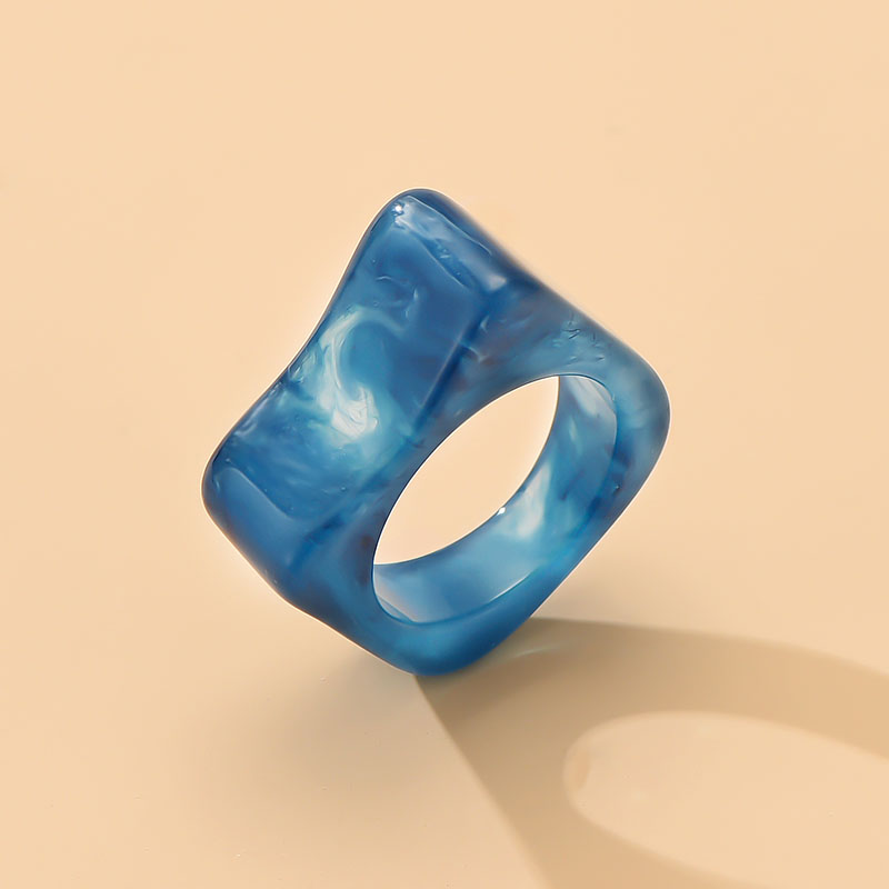 Fashion Blue Resin Square Ring,Fashion Rings