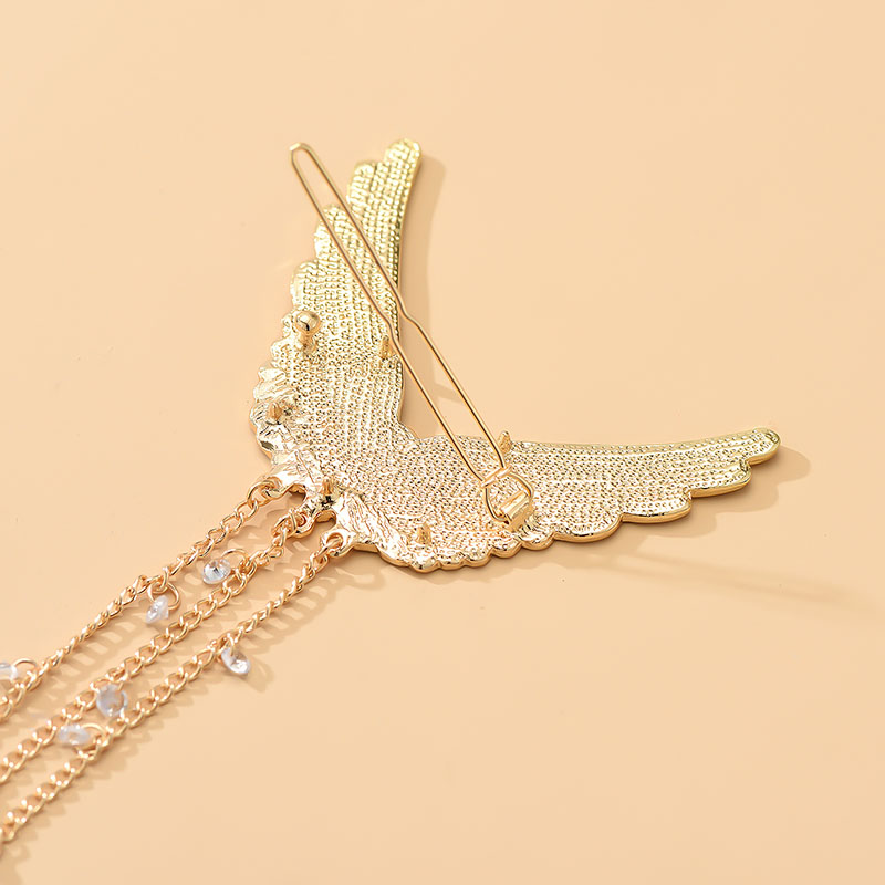 Fashion Gold Color Alloy Diamond Butterfly Tassel Hair Clip,Hairpins
