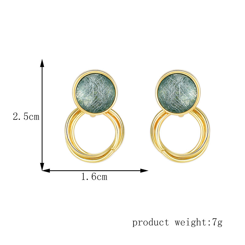 Fashion Green Alloy Geometric Hoop Stud Earrings,Stud Earrings