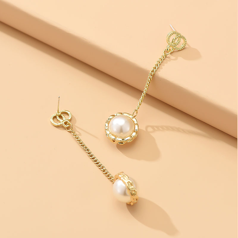 Fashion Gold Color Alloy Pearl Tassel Drop Earrings,Drop Earrings