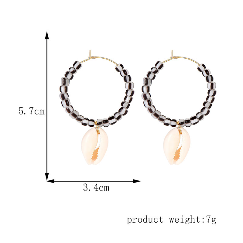 Fashion Round Earrings Alloy Geometric Beaded Shell Earrings,Hoop Earrings