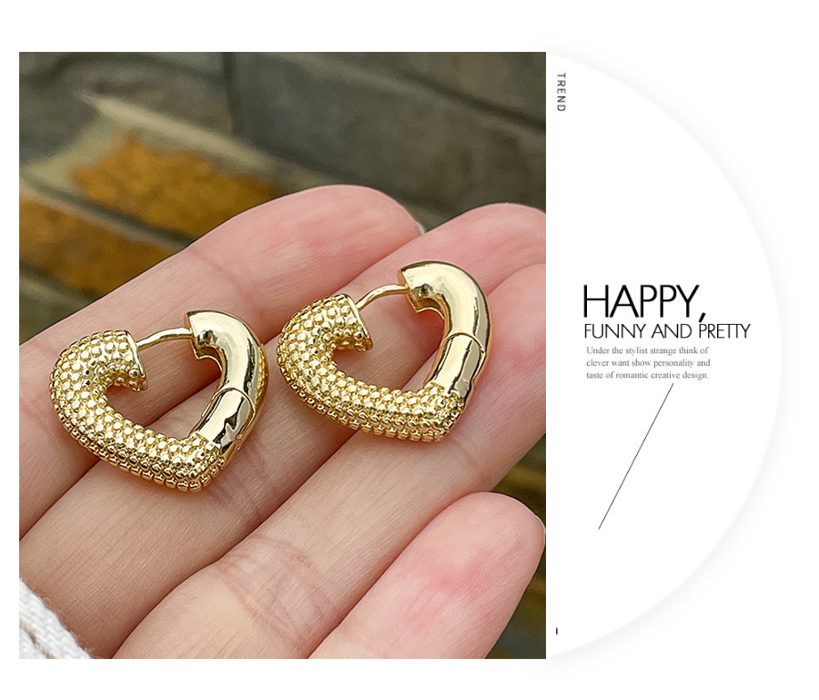 Fashion Gold Copper Heart Earrings,Earrings