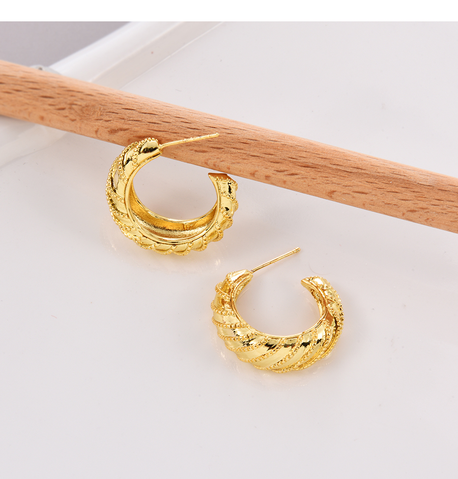 Fashion Gold Copper Thread C-shaped Stud Earrings,Earrings