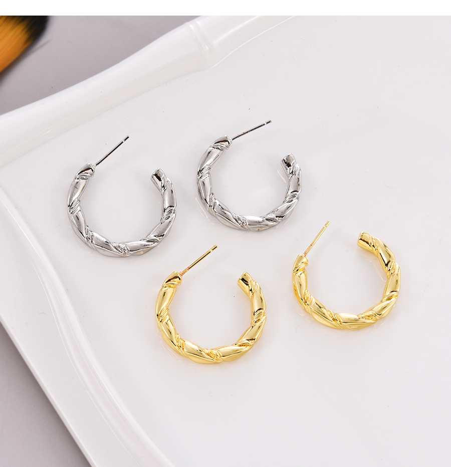 Fashion Gold Copper C-shaped Stud Earrings,Earrings