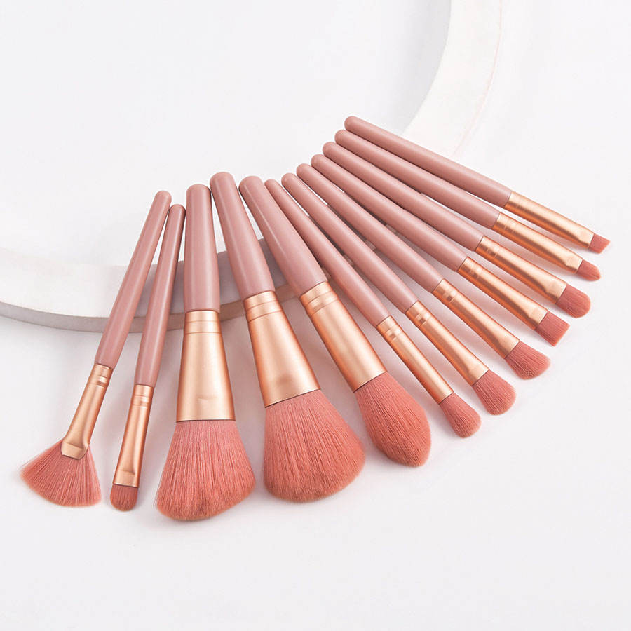 Fashion Pink Set Of 12 Portable Professional Pink Makeup Brushes,Beauty tools