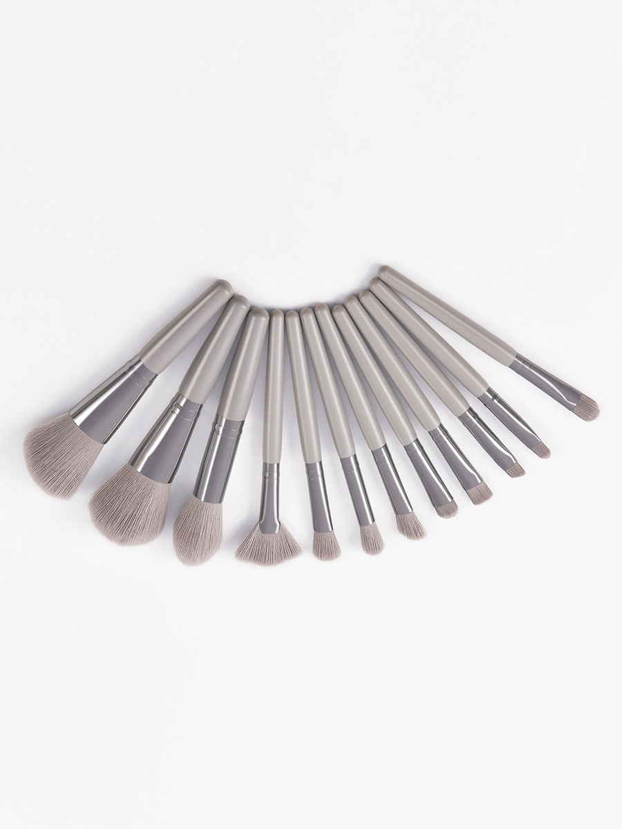 Fashion Grey Set Of 12 Portable Grey Makeup Brushes,Beauty tools