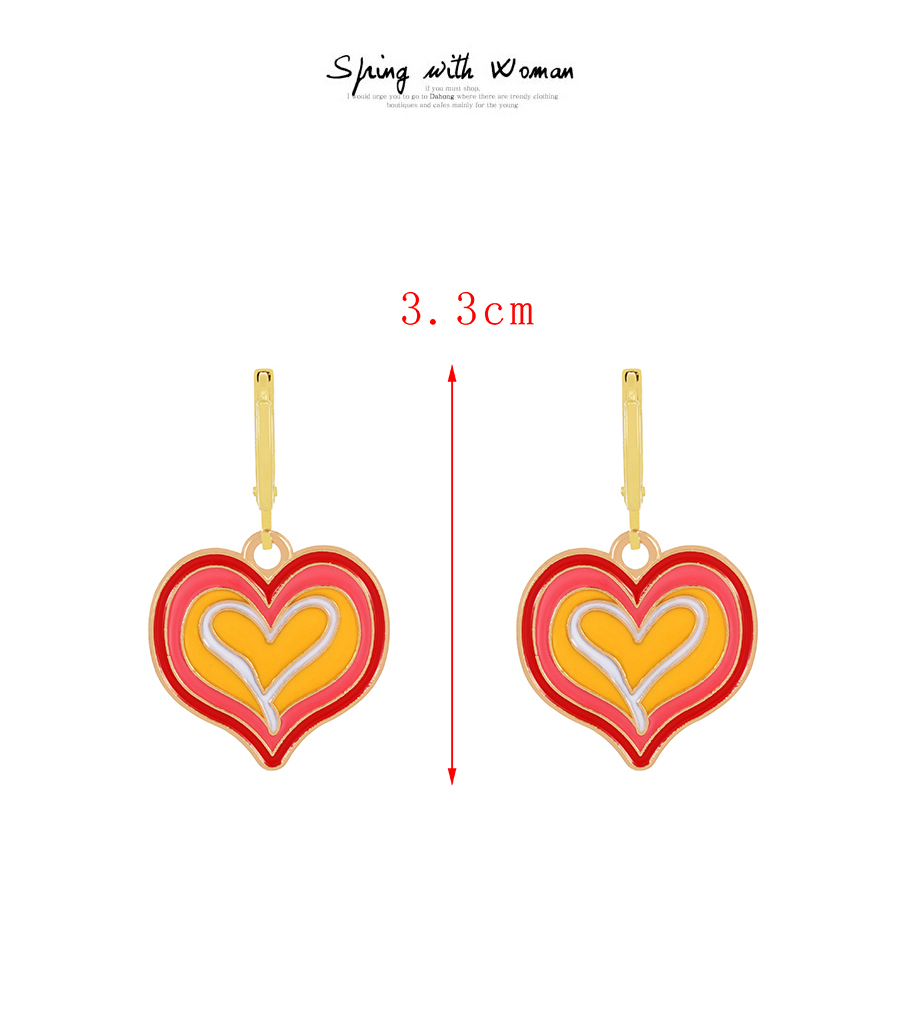 Fashion Color Alloy Drip Oil Contrast Color Heart Earrings,Hoop Earrings