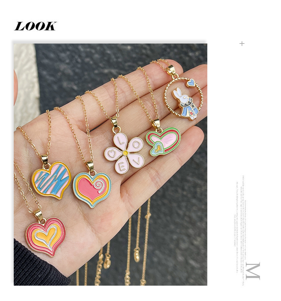 Fashion Color-2 Alloy Drip Oil Rainbow Letter Love Pendant Necklace,Pendants