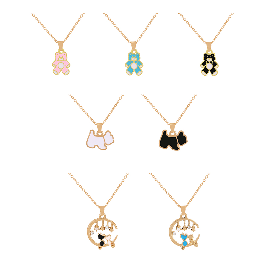 Fashion Blue Alloy Drop Oil Set Diamond Cat Pendant Necklace,Pendants