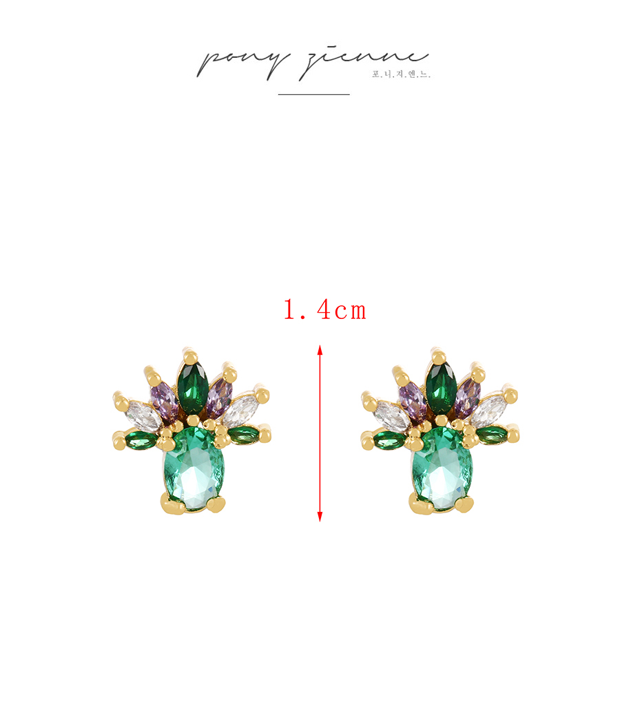 Fashion Color-3 Bronze Zircon Drop Stud Earrings,Earrings