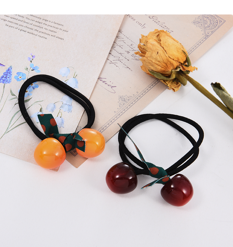 Fashion Red Wine Resin Cherry Double Layer Hair Rope,Hair Ring