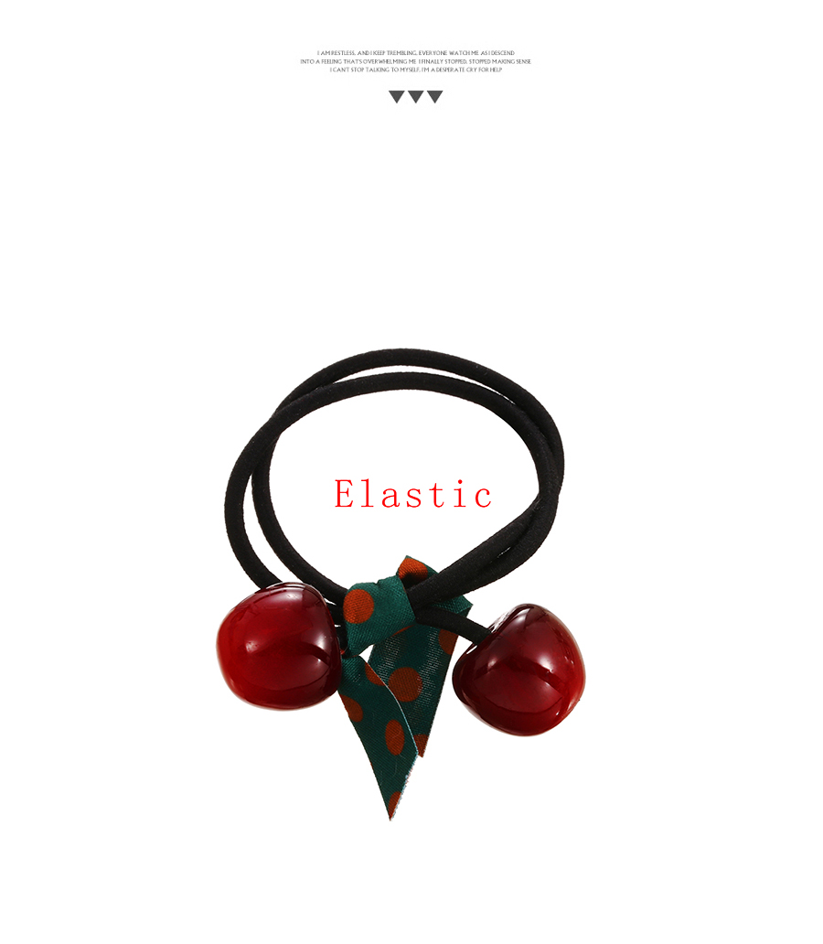 Fashion Red Wine Resin Cherry Double Layer Hair Rope,Hair Ring