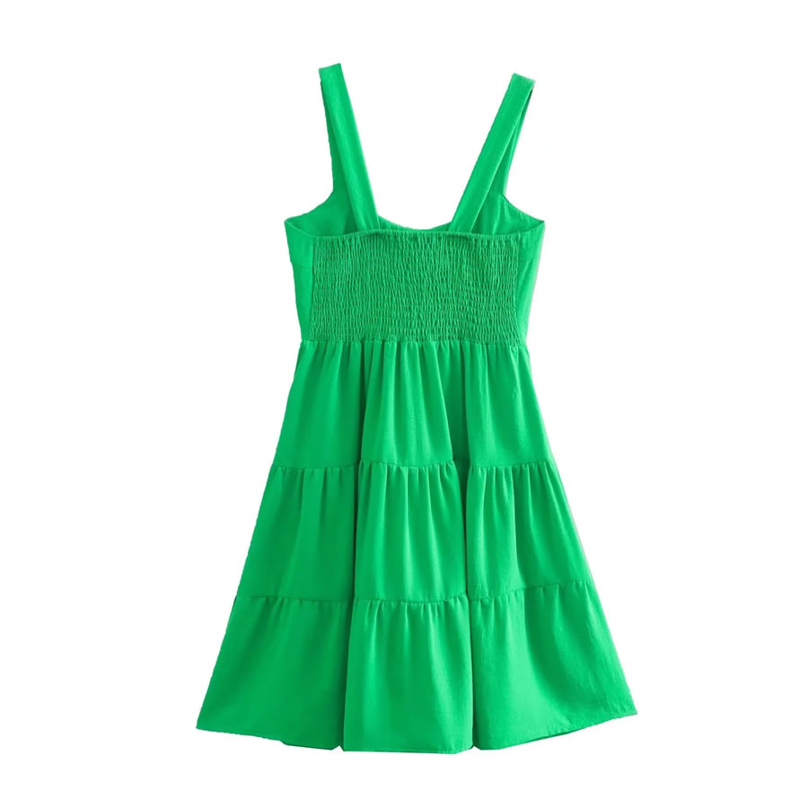 Fashion Green Woven Layered Slip Dress,Long Dress