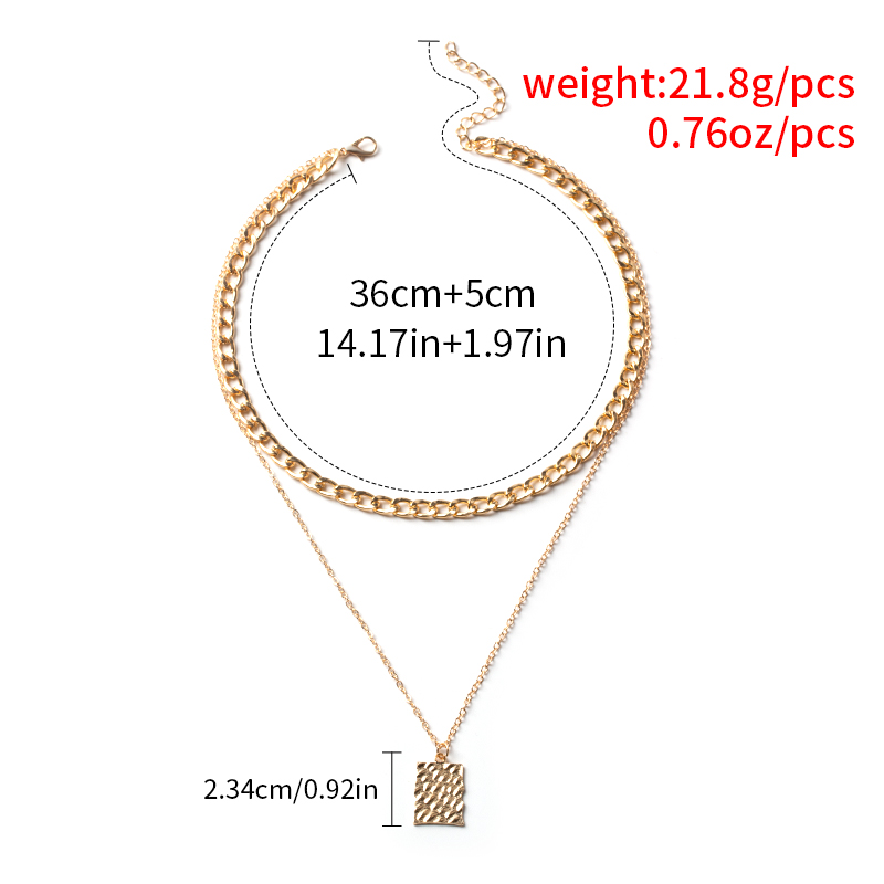 Fashion Gold Alloy Geometric Square Double Layer Necklace,Multi Strand Necklaces