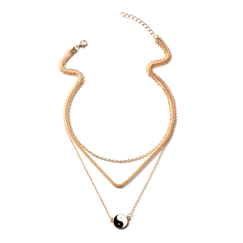 Fashion Gold Alloy Mesh Chain Tai Chi Multilayer Necklace,Multi Strand Necklaces