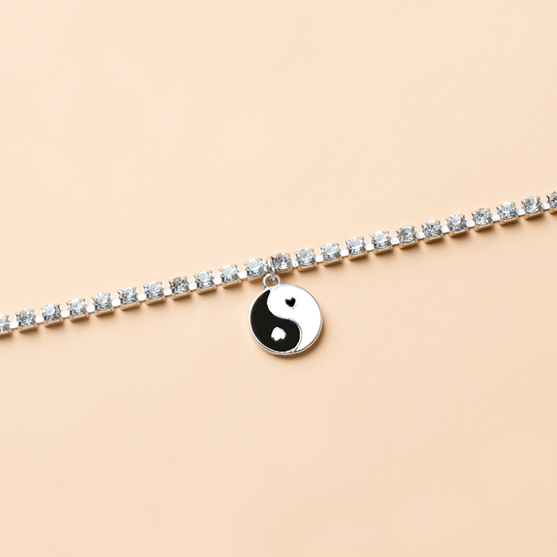 Fashion Silver Alloy Diamond Claw Chain Tai Chi Necklace,Pendants