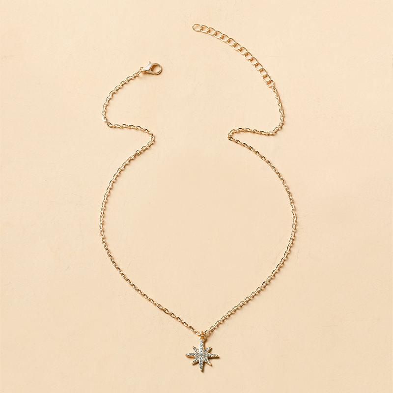 Fashion Gold Alloy Diamond Star Necklace,Pendants