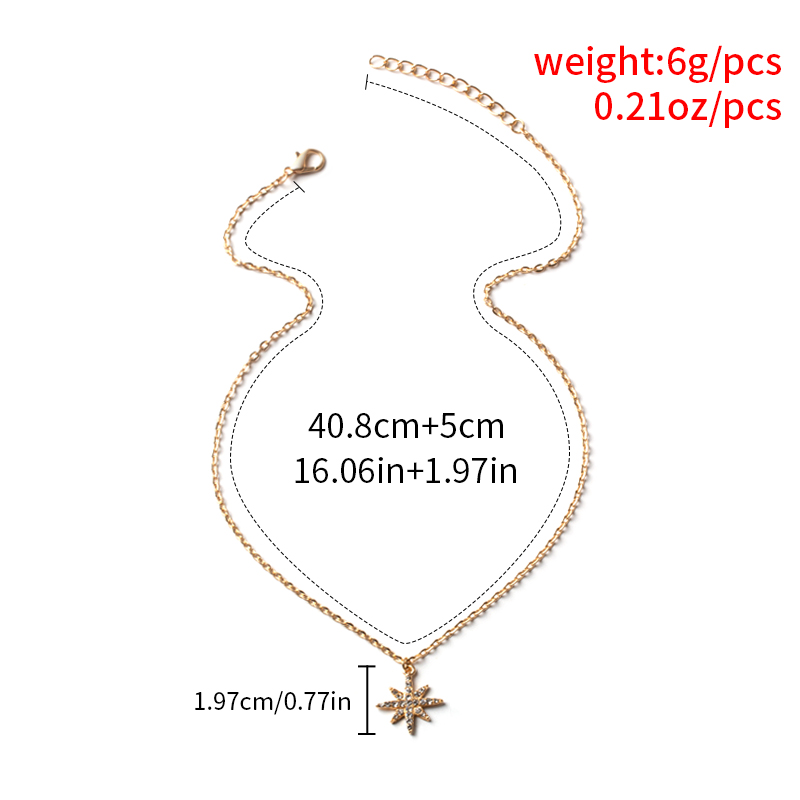 Fashion Gold Alloy Diamond Star Necklace,Pendants