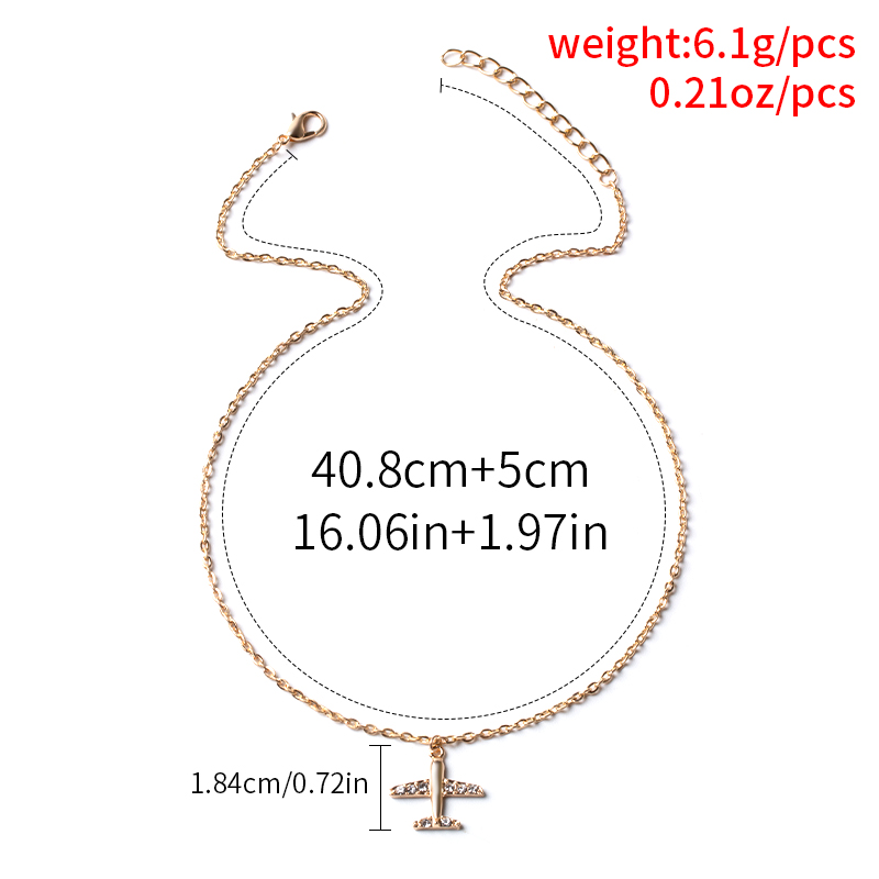 Fashion Gold Alloy And Diamond Airplane Necklace,Pendants