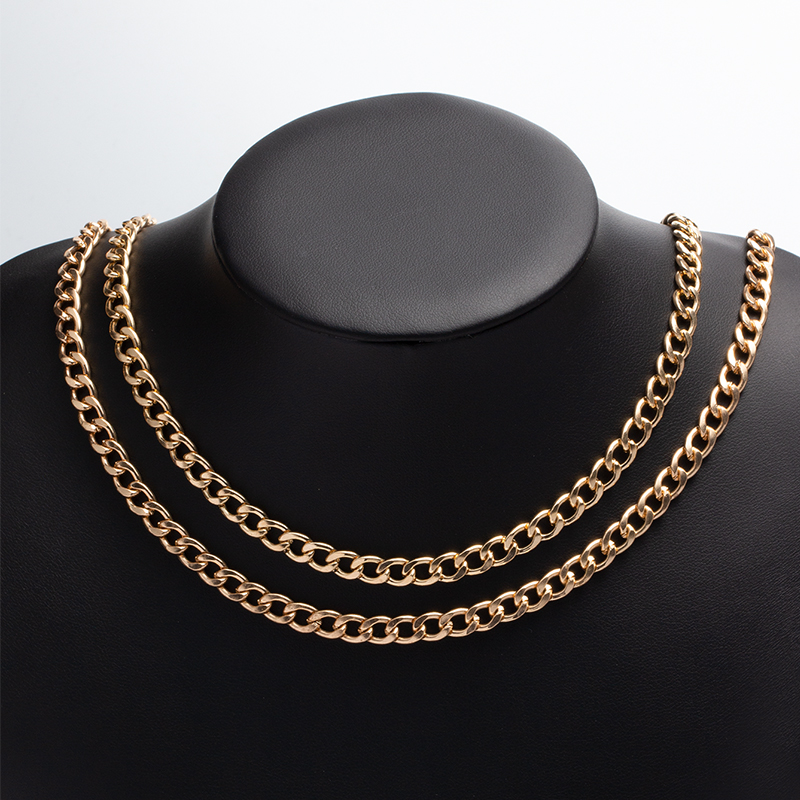Fashion Gold Alloy Geometric Chain Double Necklace,Multi Strand Necklaces