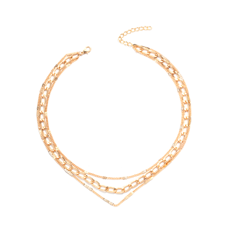 Fashion Gold Alloy Geometric Chain Multilayer Necklace,Multi Strand Necklaces