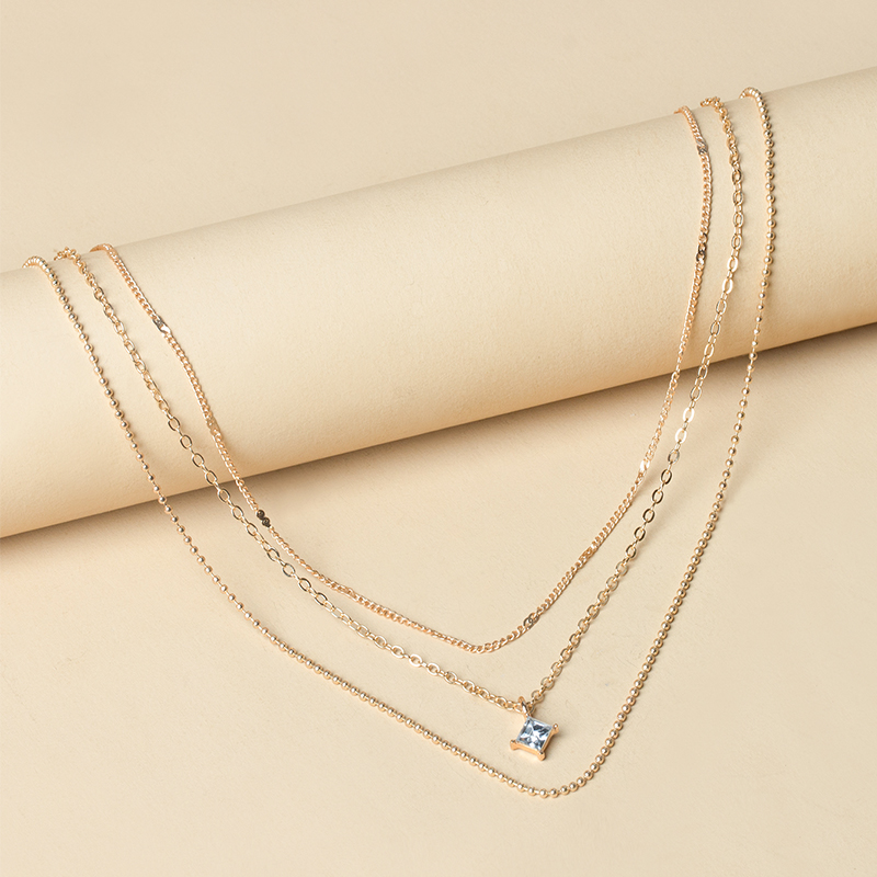 Fashion Silver Alloy Diamond Starburst Multilayer Necklace,Multi Strand Necklaces