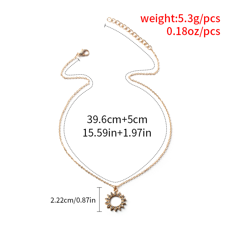 Fashion Gold Alloy Diamond Geometric Round Necklace,Pendants