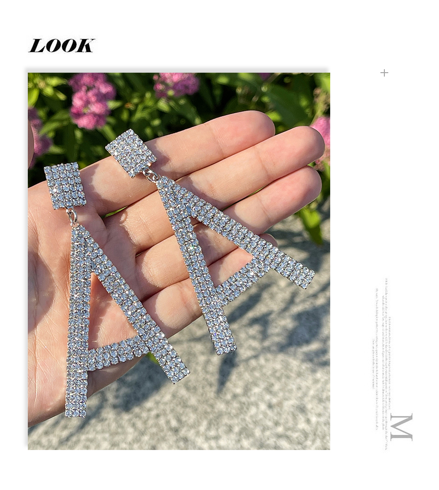 Fashion S Alloy Diamond Alphabet Stud Earrings,Stud Earrings