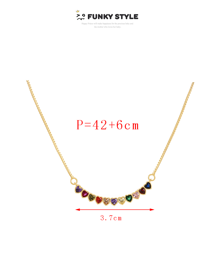 Fashion Color-4 Brass 9 Zircon Heart Pendant Necklace,Necklaces