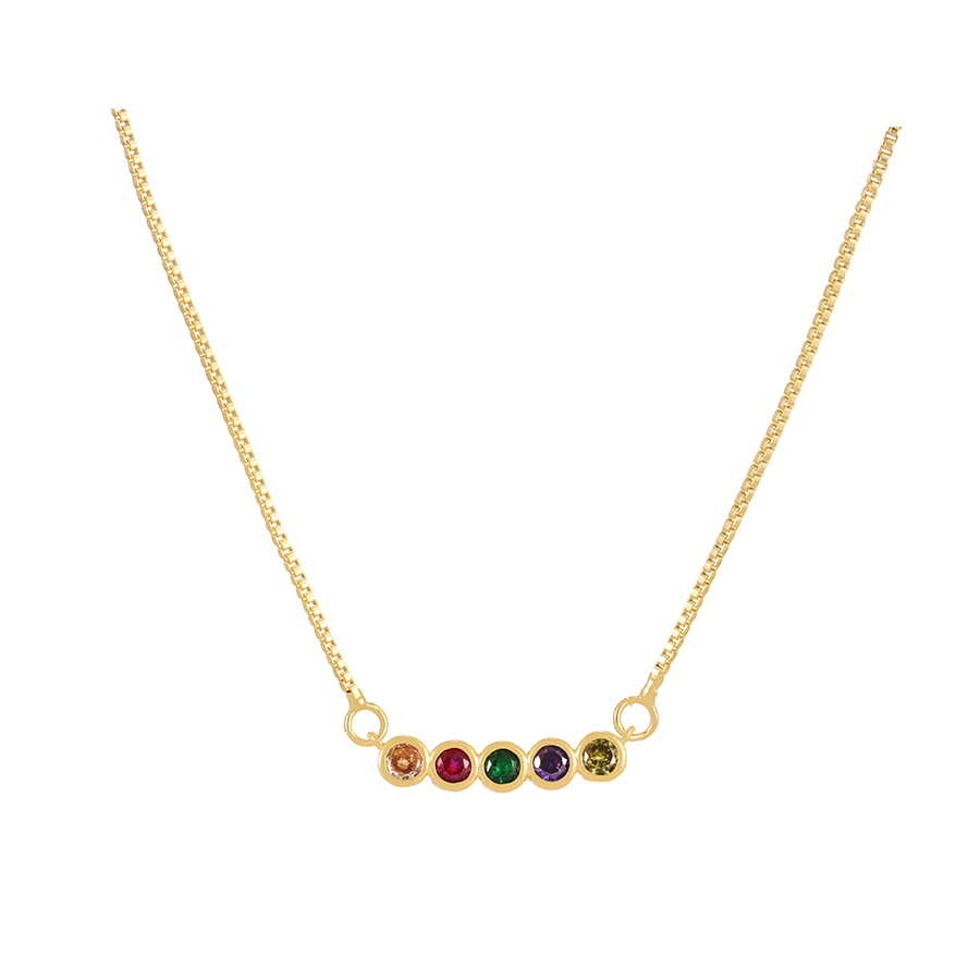Fashion Color-4 Bronze 9 Zircon Round Pendant Necklace,Necklaces