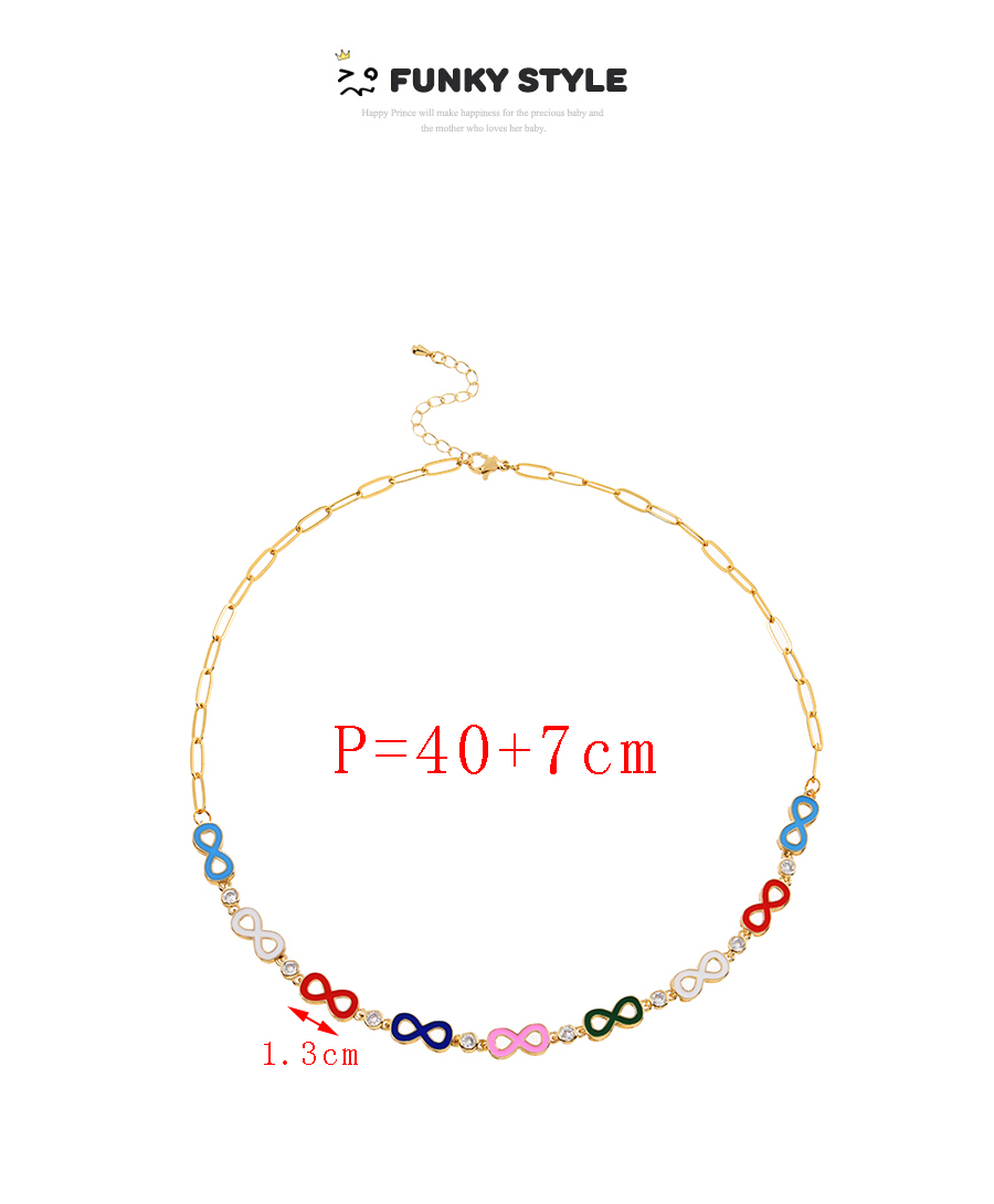 Fashion Color-6 Copper Inlaid Zircon Oil Drop Flower Chain Necklace,Necklaces
