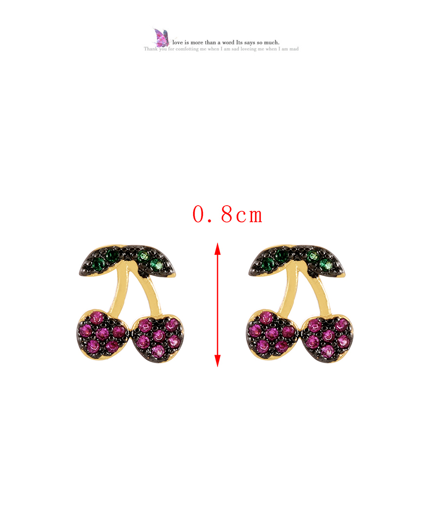 Fashion Black-2 Watermelon Stud Earrings In Copper Set With Zircon Oil Drops,Earrings