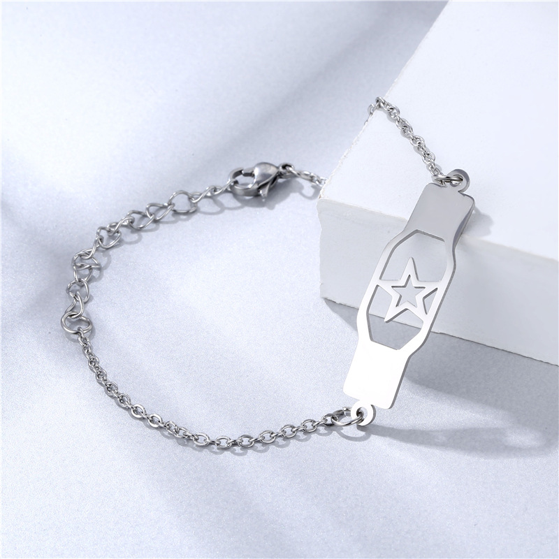 Fashion Silver Titanium Geometric Pentagram Bracelet,Bracelets