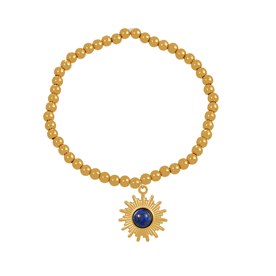 Fashion Navy Blue Titanium Resin Geometric Pendant Beaded Bracelet,Bracelets