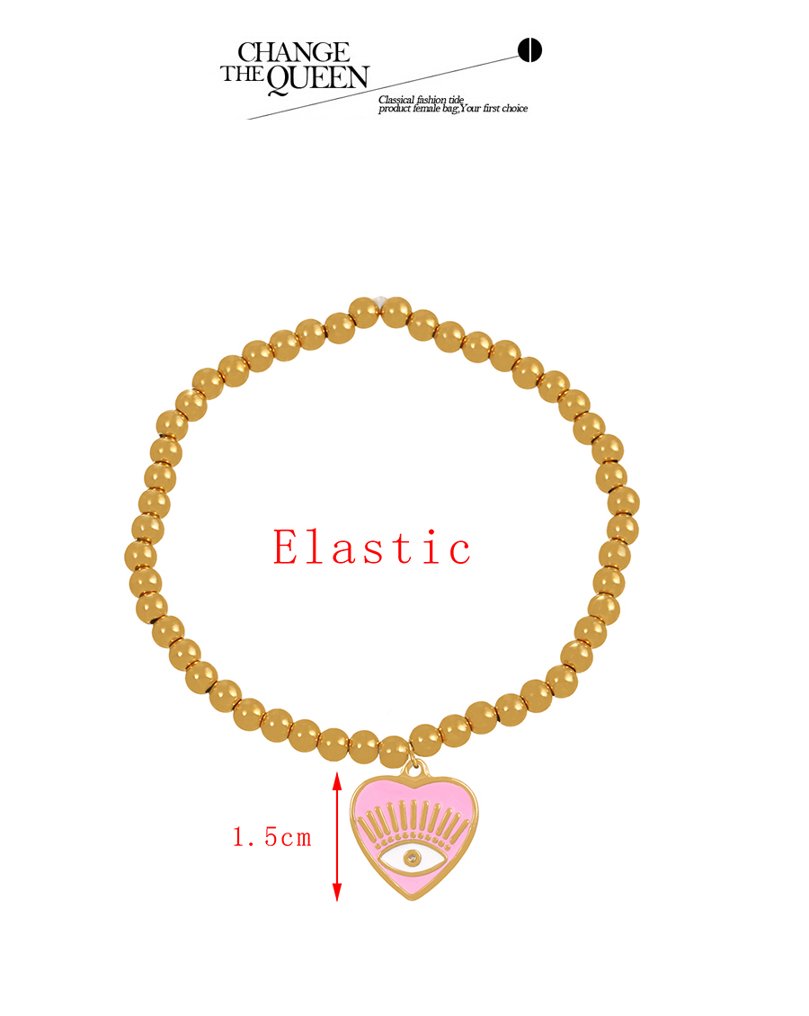 Fashion Gold-4 Titanium Zircon Round Eye Pendant Beaded Bracelet,Bracelets