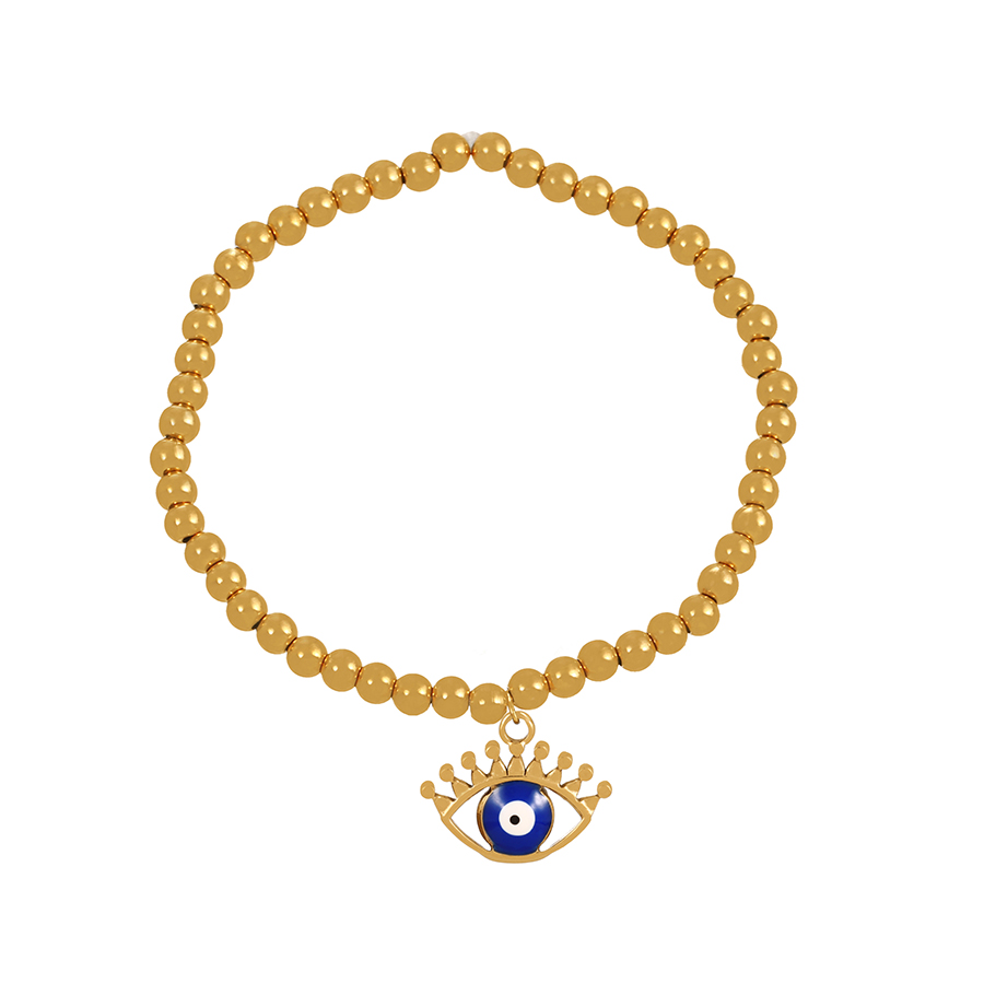 Fashion Gold-2 Titanium Round Eye Pendant Beaded Bracelet,Bracelets