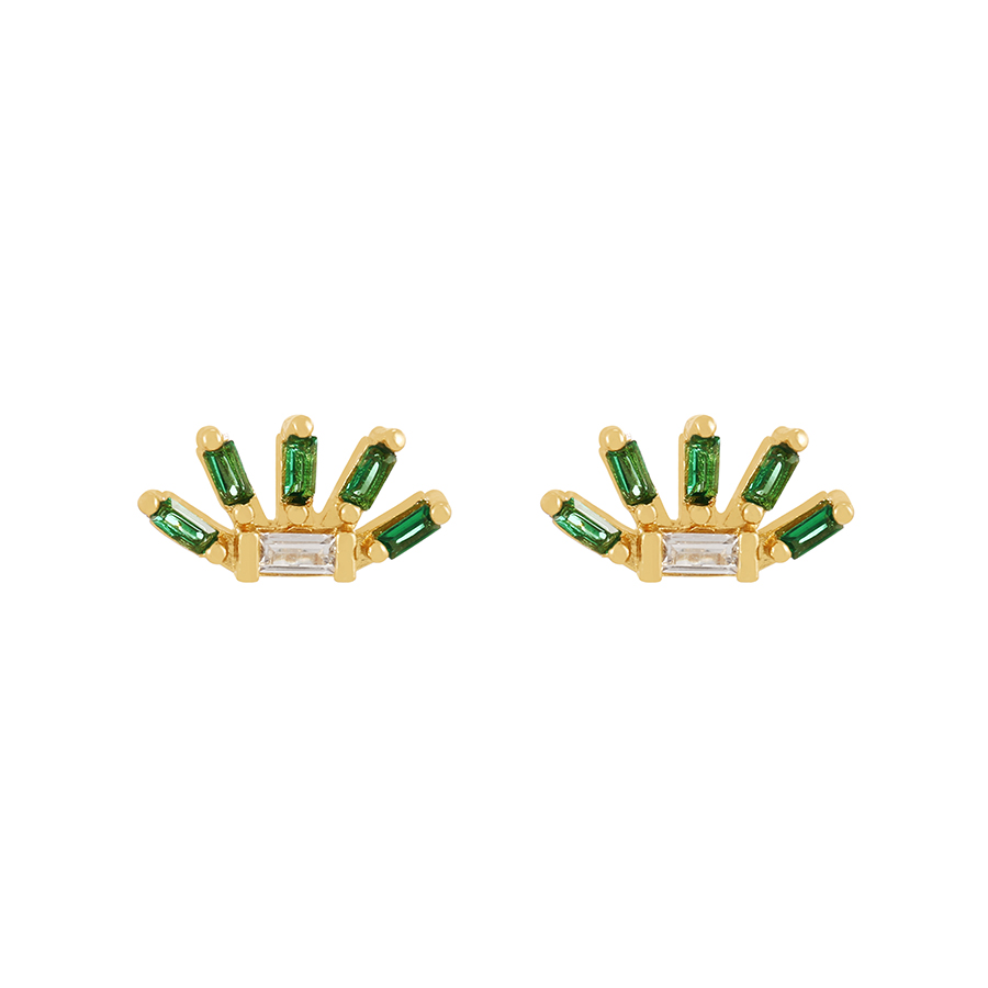 Fashion Green-2 Copper Set Zircon Geometric Stud Earrings,Earrings