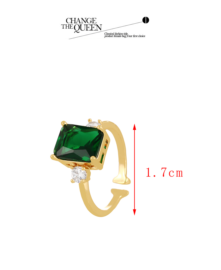 Fashion Green-8 Copper Set Zircon Geometric Ring,Rings