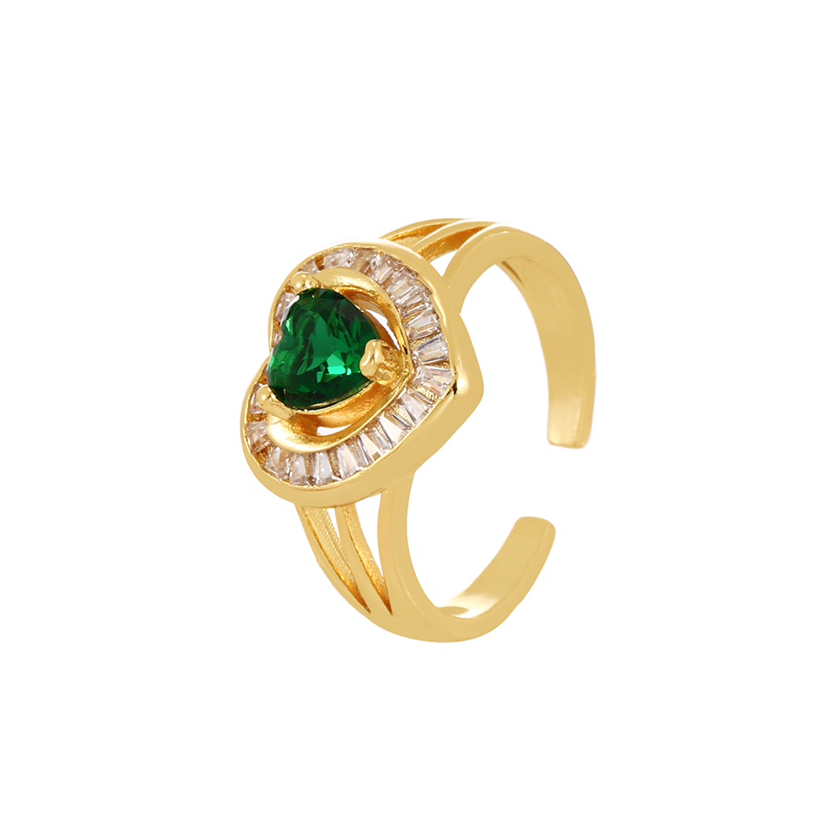 Fashion Color Copper Set Zircon Geometric Ring,Rings