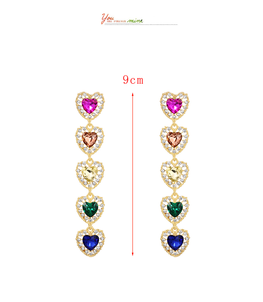 Fashion Color Alloy Diamond Heart Stud Earrings,Drop Earrings